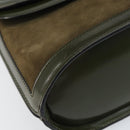 CELINE Hand Bag Suede Khaki Gold Auth 159231-11