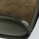 CELINE Hand Bag Suede Khaki Gold Auth 159231-15