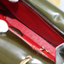 CELINE Hand Bag Suede Khaki Gold Auth 159231-11