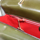 CELINE Hand Bag Suede Khaki Gold Auth 159231-21
