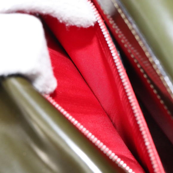 CELINE Hand Bag Suede Khaki Gold Auth 159231