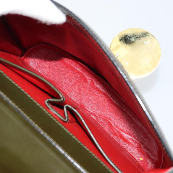 CELINE Hand Bag Suede Khaki Gold Auth 159231