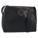 CELINE Circle Shoulder Bag Leather Black Gold Auth 159233-1