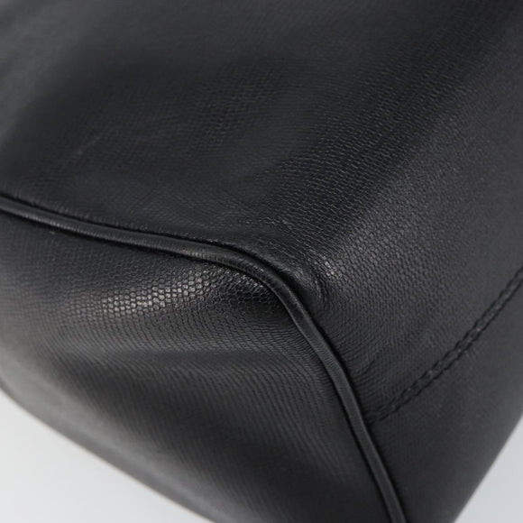 CELINE Circle Shoulder Bag Leather Black Gold Auth 159233