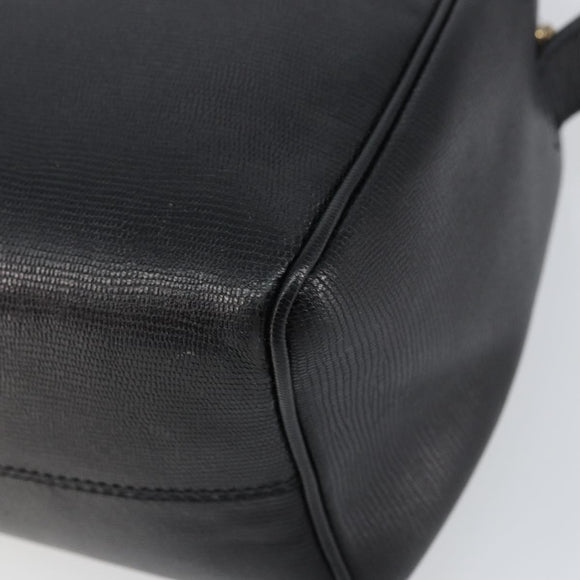 CELINE Circle Shoulder Bag Leather Black Gold Auth 159233