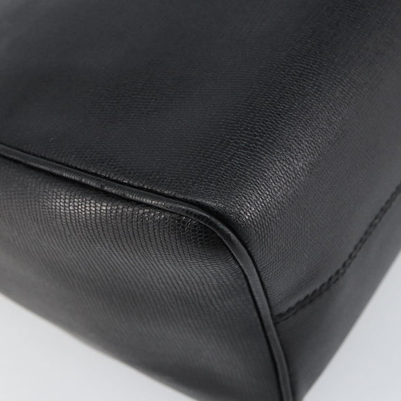 CELINE Circle Shoulder Bag Leather Black Gold Auth 159233