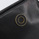 CELINE Circle Shoulder Bag Leather Black Gold Auth 159233-17