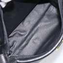 CELINE Circle Shoulder Bag Leather Black Gold Auth 159233-11