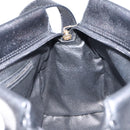 CELINE Circle Shoulder Bag Leather Black Gold Auth 159233-18
