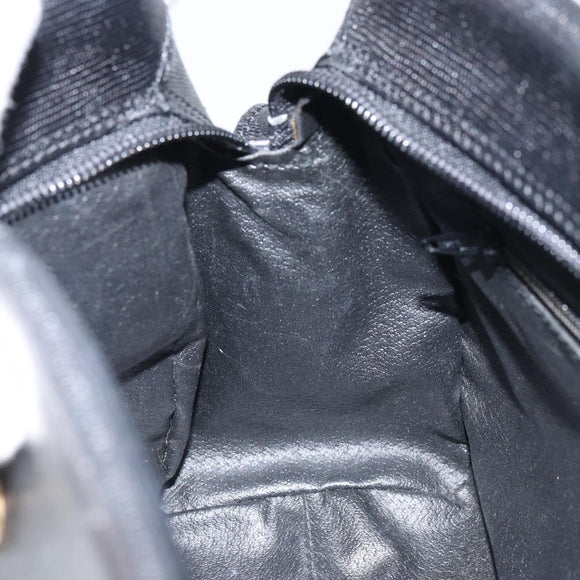 CELINE Circle Shoulder Bag Leather Black Gold Auth 159233