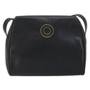 CELINE Circle Shoulder Bag Leather Black Gold Auth 159233-13