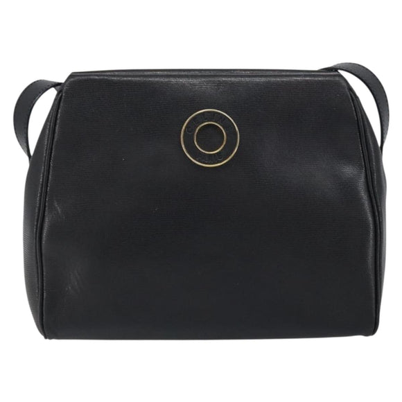 CELINE Circle Shoulder Bag Leather Black Gold Auth 159233