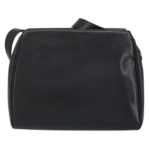 CELINE Circle Shoulder Bag Leather Black Gold Auth 159233