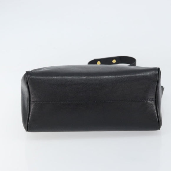 CELINE Circle Shoulder Bag Leather Black Gold Auth 159233