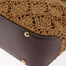 Salvatore Ferragamo Gancini Hand Bag Raffia Brown Gold Auth 159234V-17