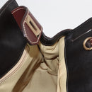 Salvatore Ferragamo Gancini Hand Bag Raffia Brown Gold Auth 159234V-21