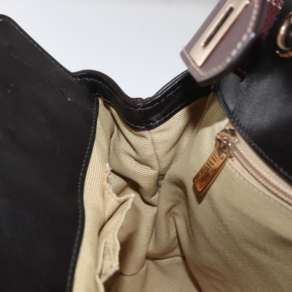 Salvatore Ferragamo Gancini Hand Bag Raffia Brown Gold Auth 159234V