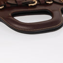 Salvatore Ferragamo Gancini Hand Bag Raffia Brown Gold Auth 159234V-7