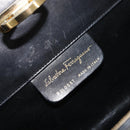 Salvatore Ferragamo Gancini Chain Shoulder Bag Leather Black Gold Auth 159235-12