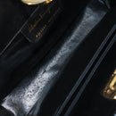 Salvatore Ferragamo Gancini Chain Shoulder Bag Leather Black Gold Auth 159235-10