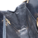 Salvatore Ferragamo Gancini Chain Shoulder Bag Leather Black Gold Auth 159235-19