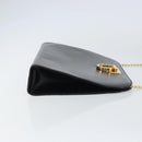 Salvatore Ferragamo Gancini Chain Shoulder Bag Leather Black Gold Auth 159235-3