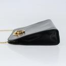 Salvatore Ferragamo Gancini Chain Shoulder Bag Leather Black Gold Auth 159235-4