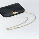 Salvatore Ferragamo Gancini Chain Shoulder Bag Leather Black Gold Auth 159235-7