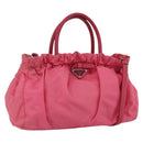PRADA Hand Bag Nylon 2way Pink Gold Auth 159239-1