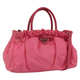 PRADA Hand Bag Nylon 2way Pink Gold Auth 159239
