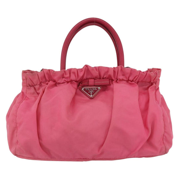 PRADA Hand Bag Nylon 2way Pink Gold Auth 159239