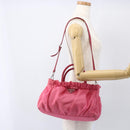 PRADA Hand Bag Nylon 2way Pink Gold Auth 159239-27