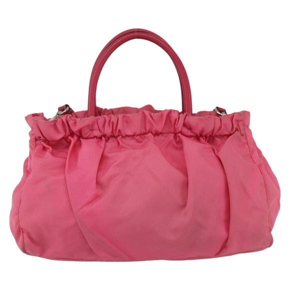 PRADA Hand Bag Nylon 2way Pink Gold Auth 159239