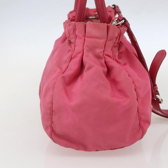 PRADA Hand Bag Nylon 2way Pink Gold Auth 159239