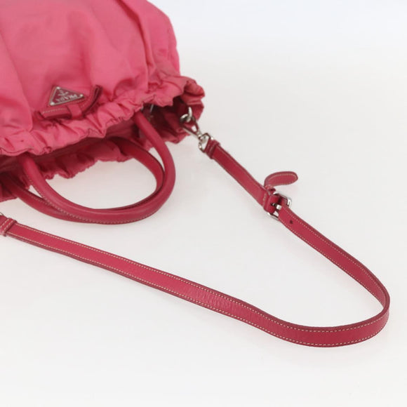 PRADA Hand Bag Nylon 2way Pink Gold Auth 159239