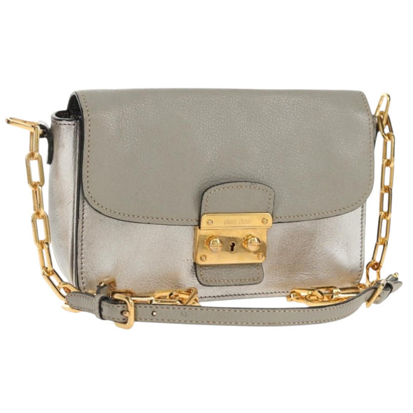 Miu Miu Kette Umhängetasche Leder Gold Silber Original 159240V