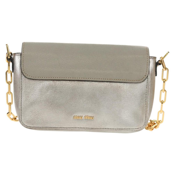 Miu Miu Kette Umhängetasche Leder Gold Silber Original 159240V