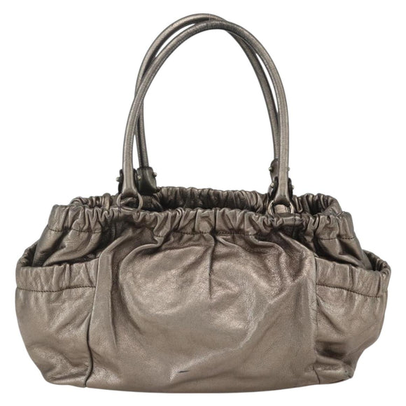 Salvatore Ferragamo Vala Hand Bag Leather Gold Tone Auth 159256