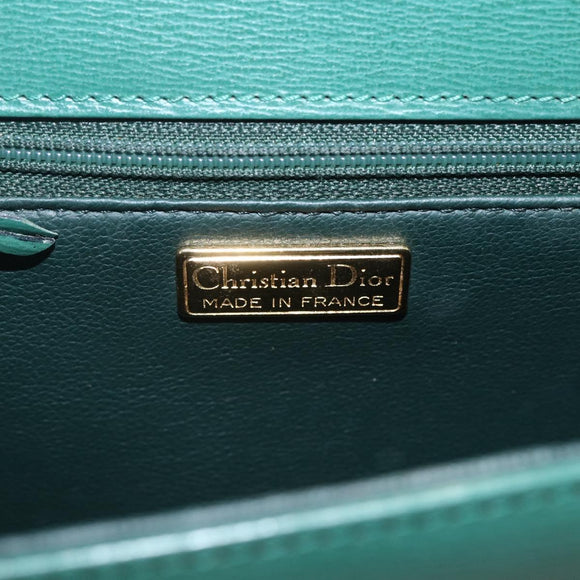 Christian Dior Shoulder Bag Leather Green Gold Auth 159257A