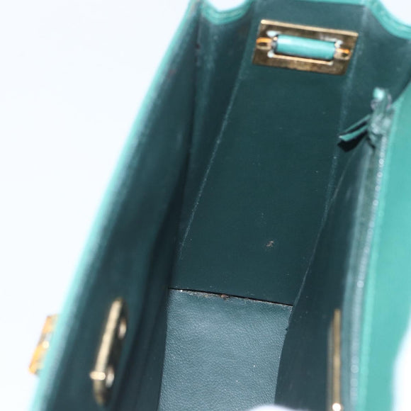 Christian Dior Shoulder Bag Leather Green Gold Auth 159257A