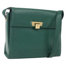 Christian Dior Shoulder Bag Leather Green Gold Auth 159257A-1