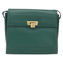 Christian Dior Shoulder Bag Leather Green Gold Auth 159257A-13