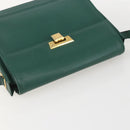 Christian Dior Shoulder Bag Leather Green Gold Auth 159257A-6