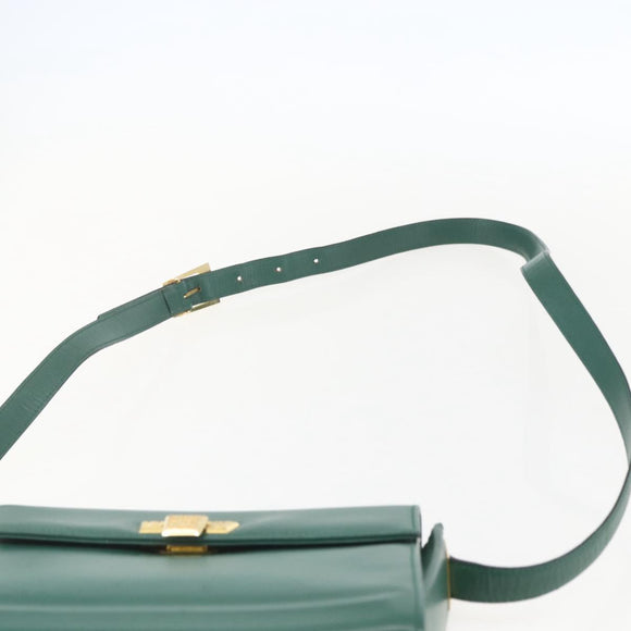Christian Dior Shoulder Bag Leather Green Gold Auth 159257A