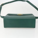 Christian Dior Shoulder Bag Leather Green Gold Auth 159257A-5