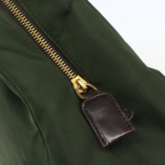 PRADA Chain Shoulder Bag Nylon Green Gold Auth 159258