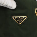 PRADA Chain Shoulder Bag Nylon Green Gold Auth 159258-18