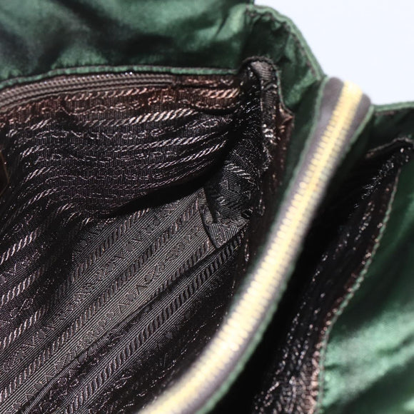 PRADA Chain Shoulder Bag Nylon Green Gold Auth 159258
