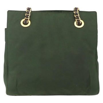 PRADA Chain Shoulder Bag Nylon Green Gold Auth 159258 - 0