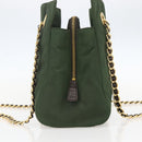 PRADA Chain Shoulder Bag Nylon Green Gold Auth 159258-4